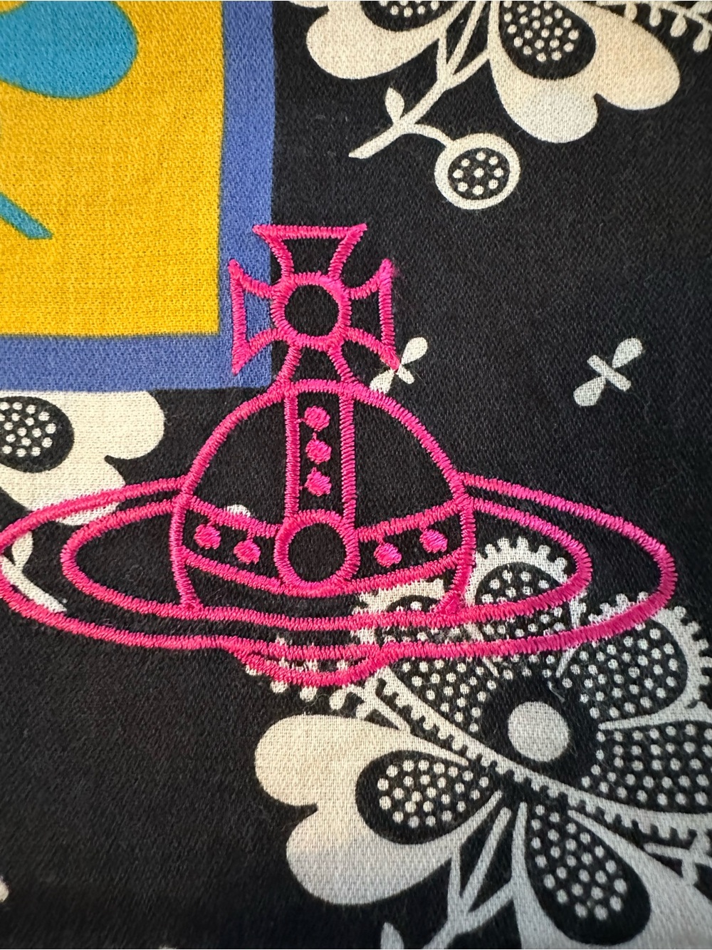 Vintage Vivienne Westwood Floral Embroidered Orb Neckerchief Bandana - Picture 3 of 10